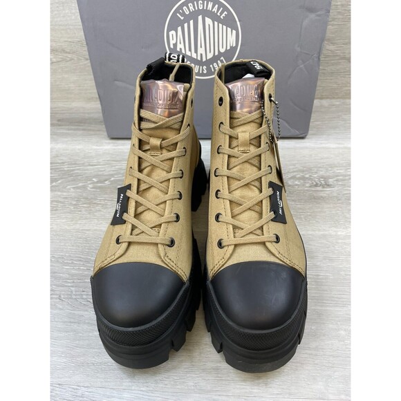 Palladium Revolt Hi TX 97242-307-M Women 10 Brown CottonCanvas Ankle Combat Boot - Picture 2 of 12